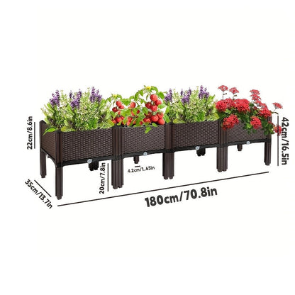 Elevated Raised Garden Planter with Legs, Black Woven Plastic Plant Container, Sturdy Lightweight Outdoor Planter Box for Flowers, Vegetables, Herbs Gardening