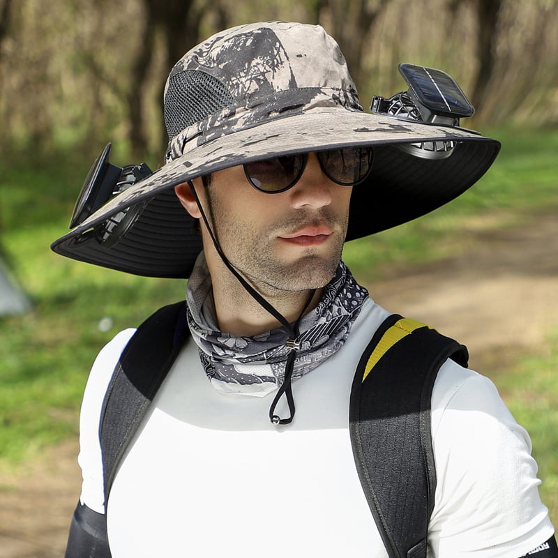 Stay Cool Anywhere – Solar Fan Wide Brim Hat (USB Rechargeable)