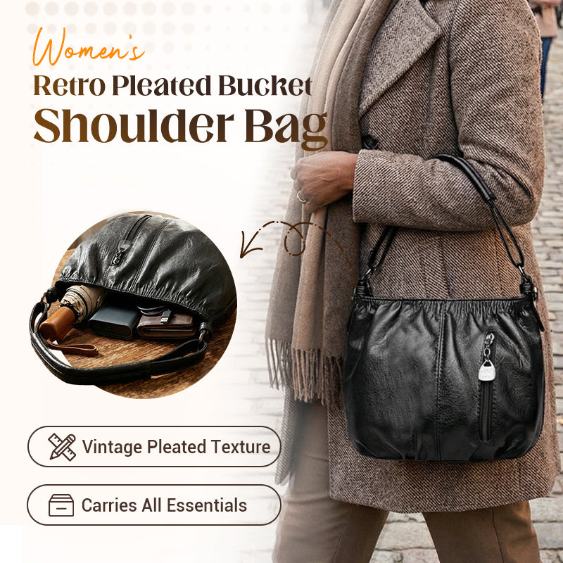 🔥Women's Retro Pleated Bucket Shoulder Bag