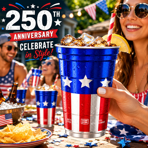 🇺🇸✨ 250th Anniversary Patriotic Aluminum Party Cups – Reusable Red, White & Blue Celebration Tumblers 🎆🥤