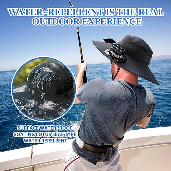 Stay Cool Anywhere – Solar Fan Wide Brim Hat (USB Rechargeable)