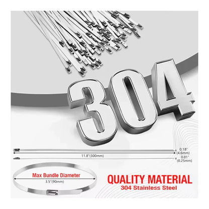 100 Pcs Heavy Duty 304 Stainless Steel Zip