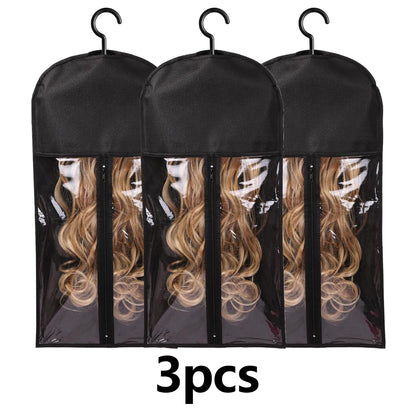 3PCS Wig Storage Bag With Hook Wig Storage Hanger