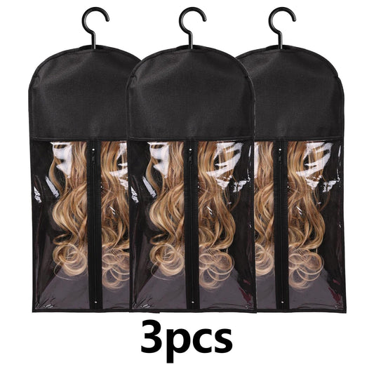 3PCS Wig Storage Bag With Hook Wig Storage Hanger