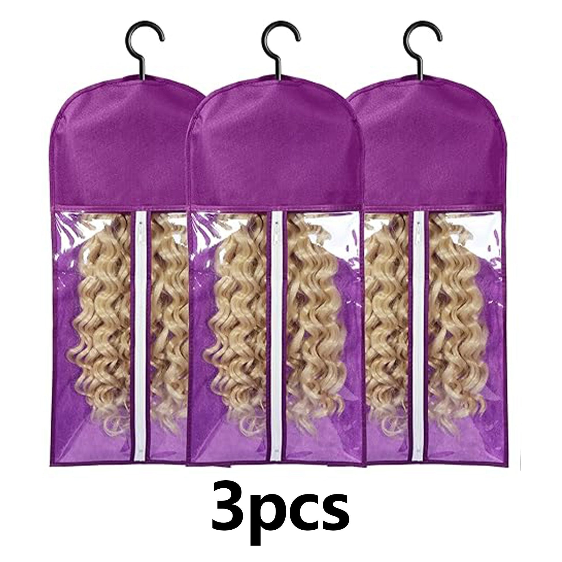 3PCS Wig Storage Bag With Hook Wig Storage Hanger
