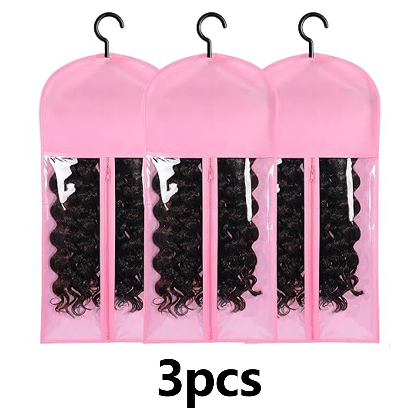 3PCS Wig Storage Bag With Hook Wig Storage Hanger