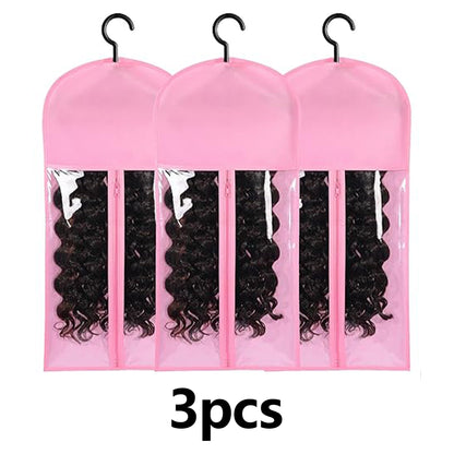 3PCS Wig Storage Bag With Hook Wig Storage Hanger