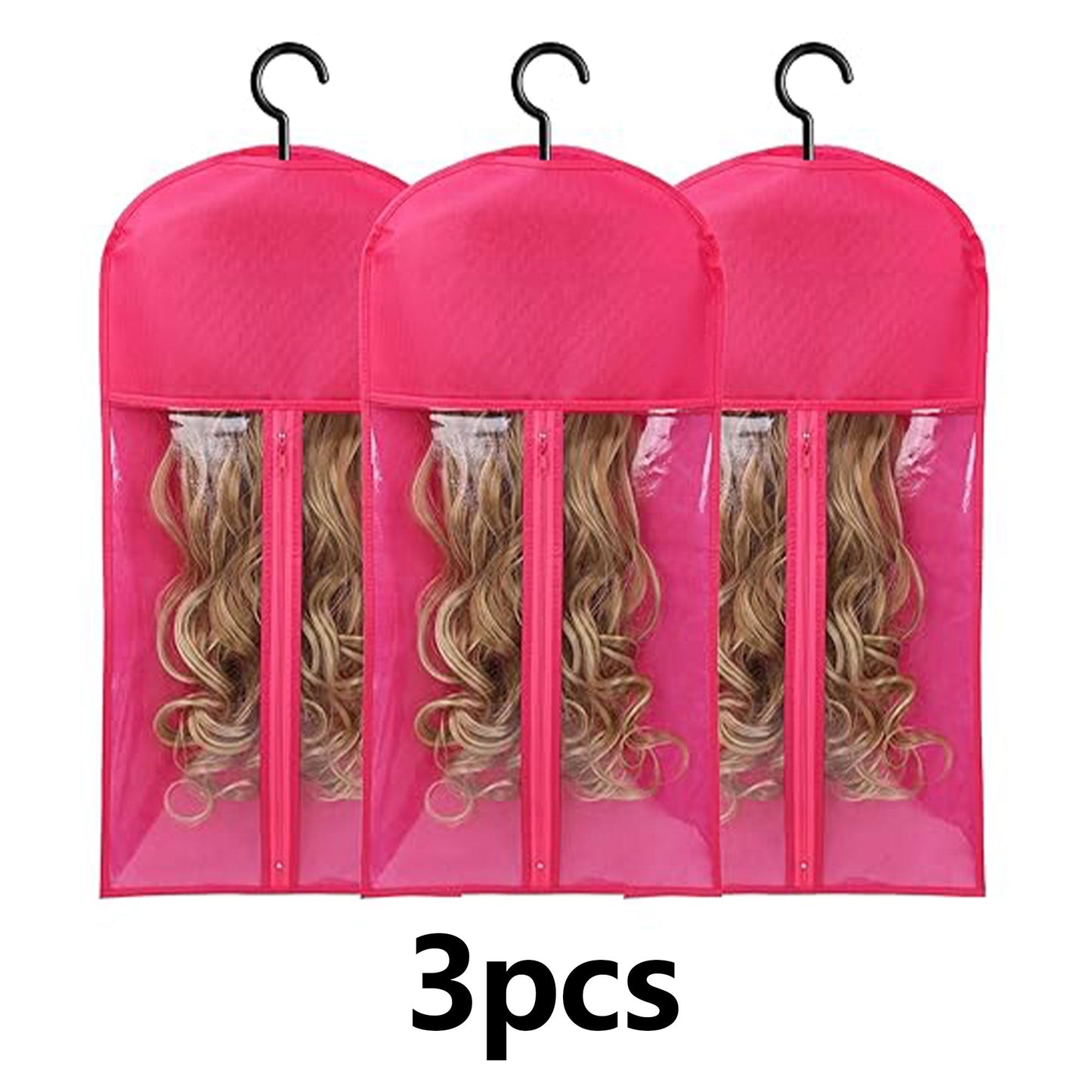 3PCS Wig Storage Bag With Hook Wig Storage Hanger