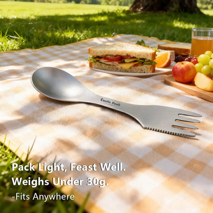 Titanium Camping Utensil Set | Unbreakable Knife+Fork+Spoon Combo for Hiking & Survival | Corrosion-Resistant & Easy Clean | All-In-One Titanium Spork Camping Burner
