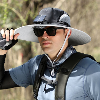 Stay Cool Anywhere – Solar Fan Wide Brim Hat (USB Rechargeable)