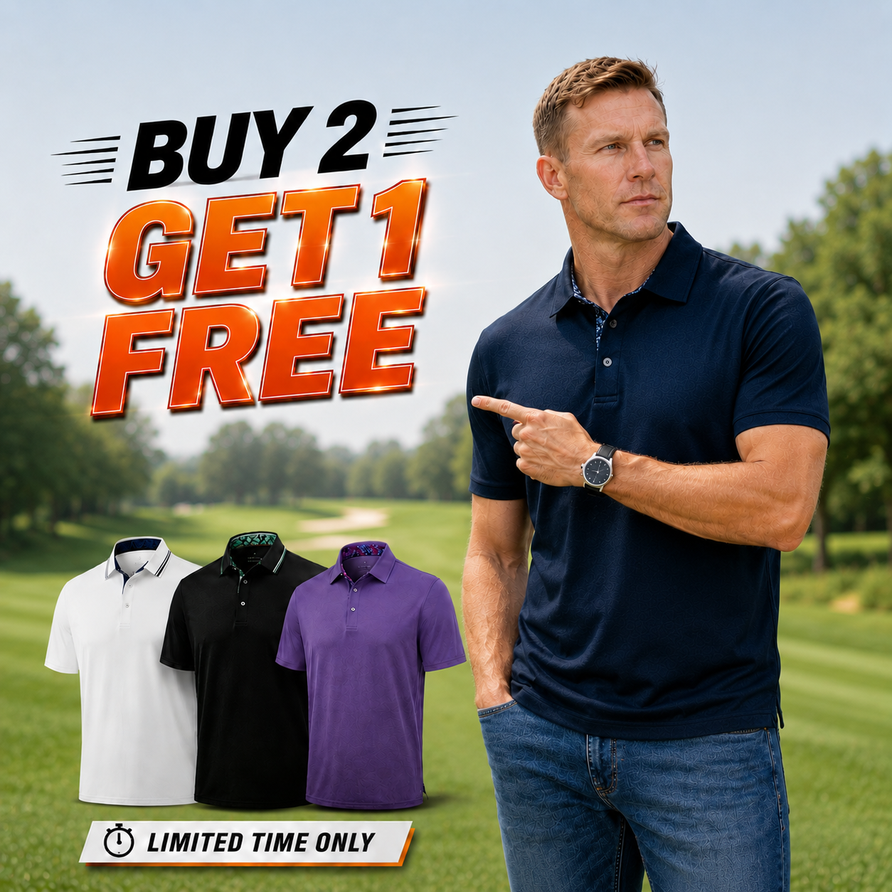 3-Pack Men Polo Shirts Short Sleeve