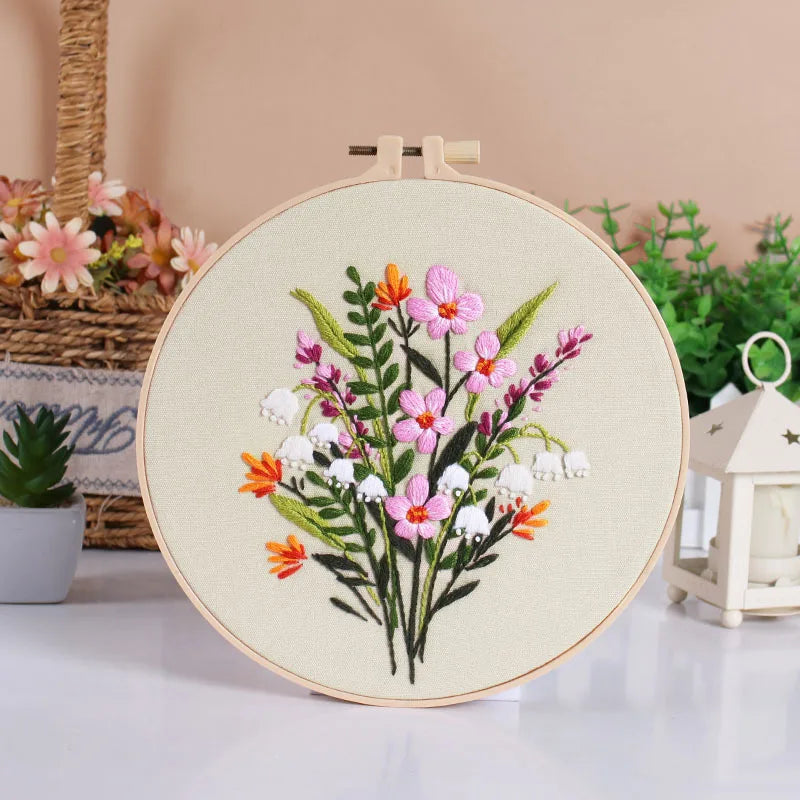 CraftHoop Spring Bloom 3-Piece Embroidery Kit Set