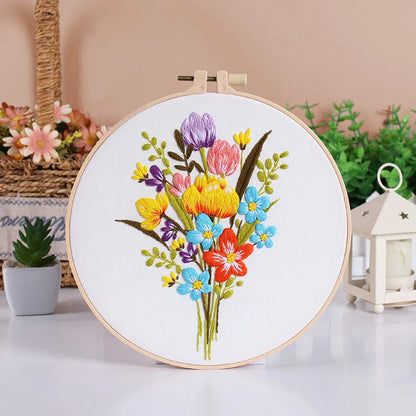 CraftHoop Spring Bloom 3-Piece Embroidery Kit Set
