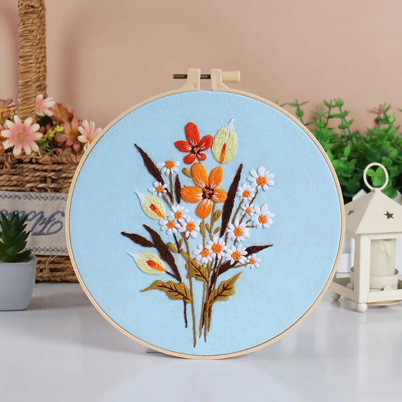 CraftHoop Spring Bloom 3-Piece Embroidery Kit Set