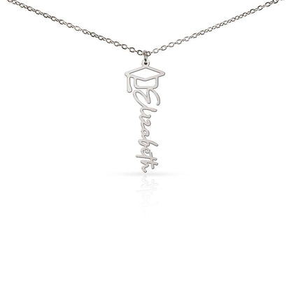 She believed She Could So She Did - Graduation Cap Name Necklace