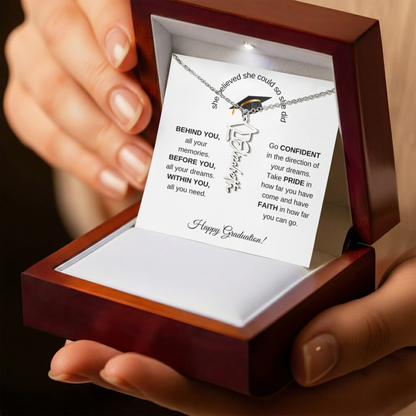 She believed She Could So She Did - Graduation Cap Name Necklace