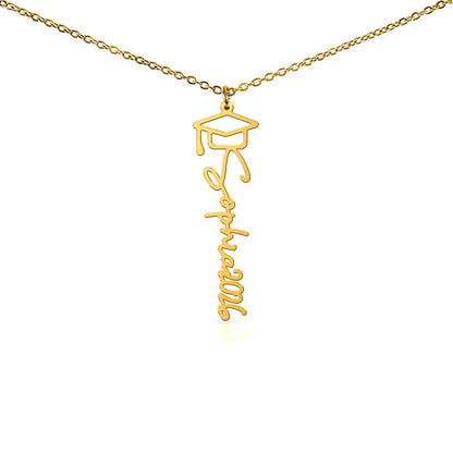 She believed She Could So She Did - Graduation Cap Name Necklace