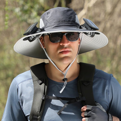 Stay Cool Anywhere – Solar Fan Wide Brim Hat (USB Rechargeable)