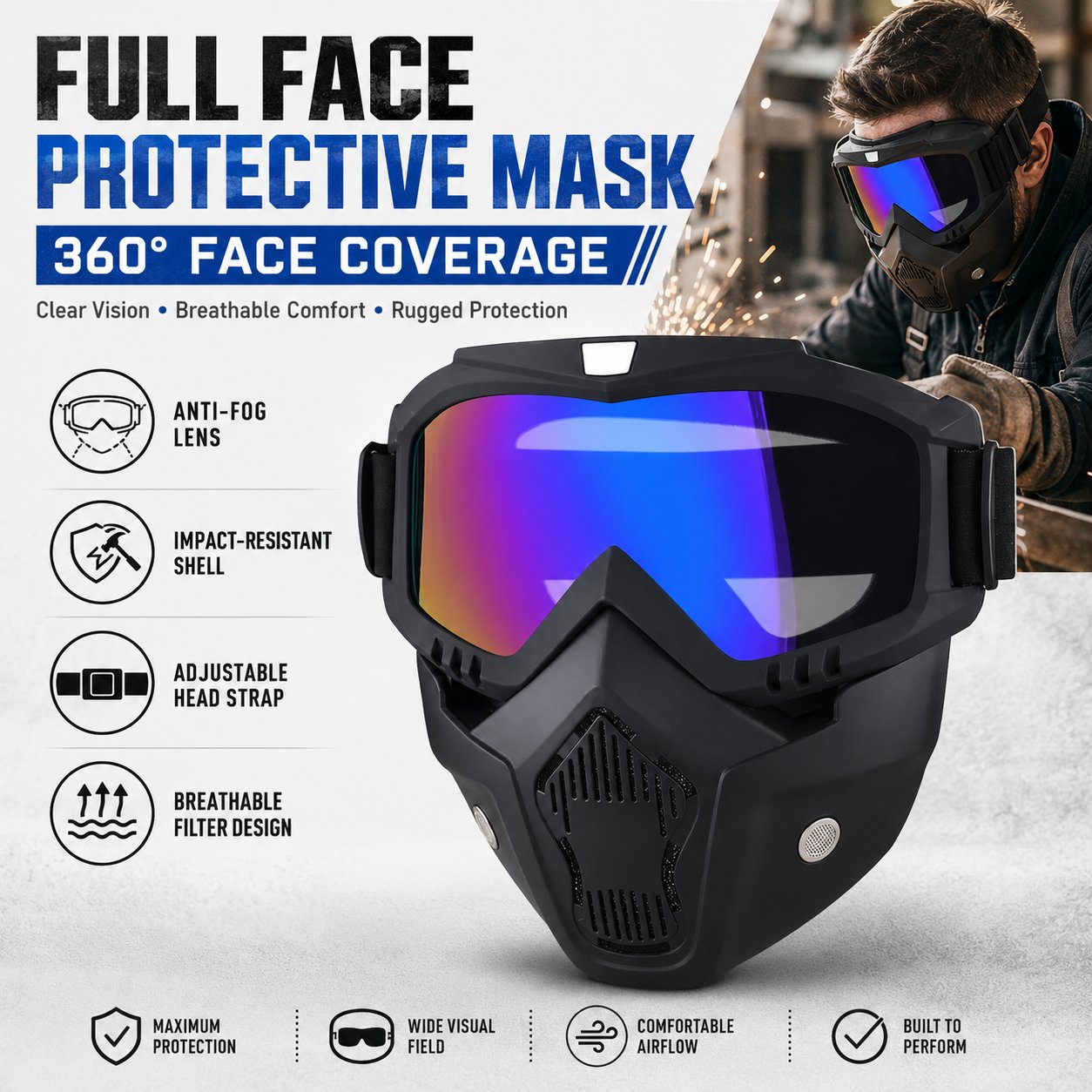 🤿Auto-Darkening Safety Face Mask for Welding & Outdoor Protection