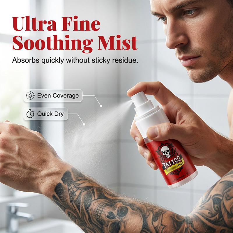 Feuchtigkeitsspendendes Spray zur Nachsorge bei Tattoos